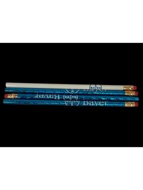 Vintage Pharmaceutical Bayer Branded Pencils Blue Foil White Advertising Collect